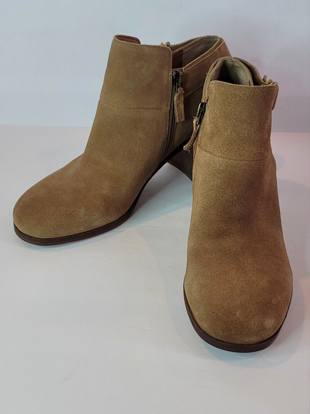 FRANCO SARTO A-Matisse Tan Suede Leather Side Zip Ankle Booties Women's Size 10
